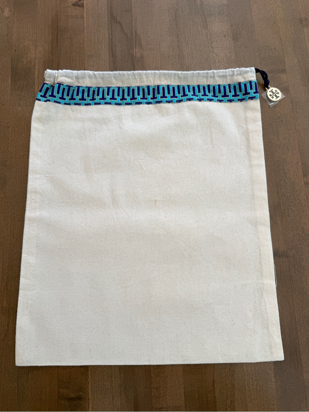 NEW Tory Burch Canvas Shoe or Bag Dust Bag with Drawstring with Logo Charm